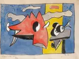 Nature morte sur fond bleu, vers 1937-1938 by Fernand Léger, Gouache aquarellée, sold Jun 2012