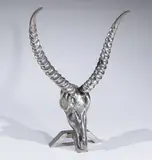 Fondica France Massacre d'antilope by Dikran Khoubesserian, Bronze argenté, sold Oct 2022