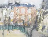 Petite place en hiver by Eugène Baboulène, Gouache, aquarelle et encre, sold Oct 2022