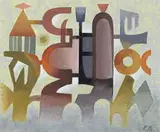 Architecture fantastique by Robert Pernin, Gouache portant le cachet de la signature en bas à droite, sold Oct 2022