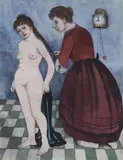 La coiffure by Germaine Guérin, Aquarelle gouachée, portant un cachet de la succession au dos du montage, sold Oct 2022