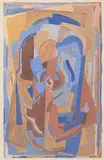 Composition abstraite, circa 1940 by Jean Chevalier, Gouache portant le cachet de la signature en bas à gauche, sold Oct 2022