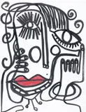 Visage féminin by Fatima Azzahara Khoubba, Technique mixte, encre et pastel, sold Oct 2022