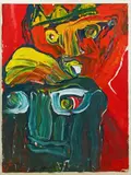 Visage by Bengt Lindström, Gouache, sold Nov 2020