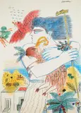 Pan, pour «Les Travaux des Dieux» by Alecos Fassianos, 2003, Lithographie sur papier, sold Dec 2013