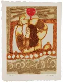 Bethsabée sur sa terrasse, circa 1992 by Théo Tobiasse, Lithographie en relief, sur papier gaufré, sold Dec 2013