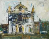 Sans titre (L'Église) by S. H. Raza, 1958, Huile, gouache et encre sur papier, sold Dec 2013