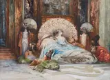 Sarah Bernhardt en Théodora by Georges Clairin, 1902, Aquarelle et crayon sur papier contrecollé sur carton, sold Nov 2023
