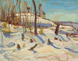 Starret - Olsen Mine, Red Lake / Landscape (verso) by A. Y. Jackson, 1952, oil on board, sold Oct 2019
