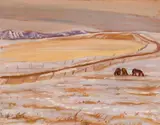 Early Snow, Alberta / Untitled (verso) by A. Y. Jackson, 1949, double-sided oil on board, sold Oct 2019