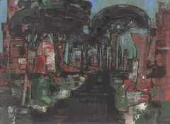 Via appia antica Rom by Max Kaus, 1959, Öl auf Leinwand, sold Apr 2023