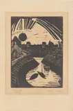 Ostende (Krummer Kanal) by Erich Heckel, 1915, Holzschnitt auf Bütten, sold Jan 2023