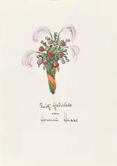 Titelblatt zu: „Zwölf Gedichte von Hermann Hesse by Hermann Hesse, Aquarell und Tuschfeder in Schwarz auf mittig gefalztem Velin, sold Mar 2022
