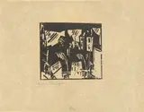 Kanalbrücke by Lyonel Feininger, 1919, Holzschnitt auf grau-braunem Durchschlagpapier, sold Aug 2022
