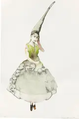 Schürzenjägerin by Cornelia Schleime, 2011, Aquarell über Tuschfeder und Bleistift auf Arches-Velin, sold Oct 2021