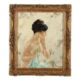 Nude with Drapery by Igor Talwiński, Oil on canvas, sold Apr 2023