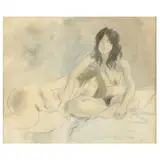 Two Female Nudes by Raphael Soyer, Ink, sold Apr 2023