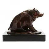 Bronze Model of a Seated Pig by Grace Napper, Patinated cast bronze, sold Mar 2023