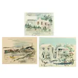 Three Bermuda Views by Alfred Birdsey, Watercolor on paper, sold Mar 2023