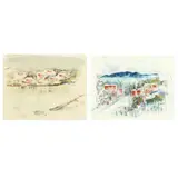 Two Bermuda Views by Alfred Birdsey, Watercolor on paper, sold Mar 2023