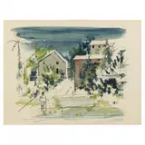 Street Scene with Figure by Alfred Birdsey, Watercolor and ink on paper, sold Mar 2023