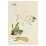 This Little Pig Stayed Home by Nancy Nemec, Engraving in colors on paper, sold Mar 2023