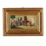 Village Scene with Figures by Elena Falco Marisoldi, Oil on board, sold Mar 2023