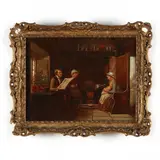 Interior Genre Scene with Young Family by Armand Guéry, Oil on canvas, sold Mar 2023