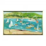Boats in a Harbour by Alan Caiger-Smith, Oil on board, sold Mar 2023