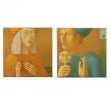 Setkání (Encounter) (Two Works) by Hrair Gharib, Each oil on canvas, sold Mar 2023