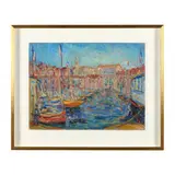 French Harbor Scene by R. Rosso, Oil on canvas (mounted), sold Mar 2023
