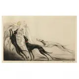 Coursing II by Louis Icart, Hand-colored etching, sold Mar 2023