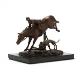Bronze Foxhunting Group by Barbara Nelson, Patinated cast bronze, sold Mar 2023