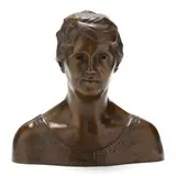 Bronze Bust of a Woman by Emma Eyles Sangernebo, Patinated cast bronze, sold Mar 2023