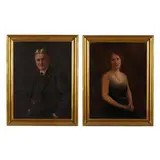 Pair of Family Pendant Portraits by Judson Tunison, Oil on canvas, sold Mar 2023