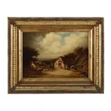 Landscape with Cottage Exterior by John P. Wise, Oil on canvas, sold Mar 2023