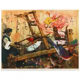 Women Working: Loom by Hung Liu, Etching and aquatint in colors on paper, sold Mar 2023
