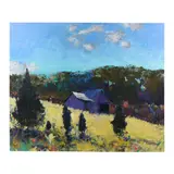 Deep Dark Barn Scene by Greg Osterhaus, Oil on canvas, sold Mar 2023