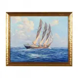 A Schooner at Full Sail by Anton Otto Fischer, Oil on canvas, sold Mar 2023