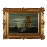 Maritime Scene at Night by Willis Plummer, Oil on canvas (lined), sold Mar 2023