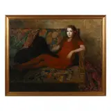 Portrait of a Girl and Her Dog by Yves Edgard Muller d'Escars, Oil on canvas, sold Mar 2023