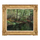 Forest Interior by Paul-Émile Pissarro, Oil on canvas, sold Mar 2023