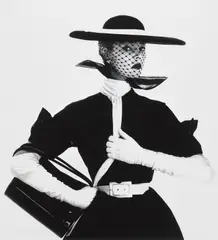 Black and White Fashion (with Handbag) (Jean Patchett), New York by Irving Penn, 1950, Gelatin silver print, printed 1984, sold Oct 2026