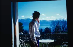 David H. on the terrace, Hotel Beau Rivage Palace, Lausanne by Nan Goldin, 1998, Archival pigment print, printed 2019, flush-mounted, sold Oct 2026