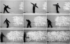 Who Saw Who by Robin Rhode, 2008, Nine chromogenic prints, each face-mounted to Plexiglas and flush-mounted to aluminum, sold Oct 2026
