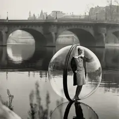 Simone, Bubble, Seine, Paris by Melvin Sokolsky, 1963, Platinum-palladium print, printed later, sold Oct 2026