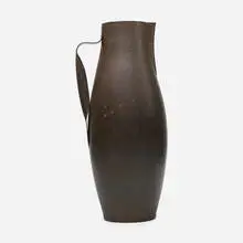 Monumental pitcher by Hayno Focken, c. 1932, patinated brass, sold Aug 2022