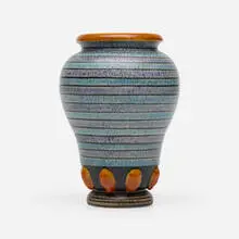 Vase by Nicolaj Diulgheroff, c. 1935, glazed stoneware, sold Aug 2022