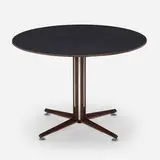 Dining table by Henry Michael Dunbar, c. 1965, rosewood, laminate, aluminum, sold Aug 2022