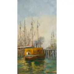 Hay Barge by Bertha Stringer Lee, oil on board, sold Jun 2025